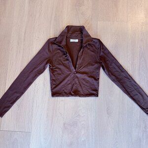 Aritzia Babaton Brown Cropped Top - Size S